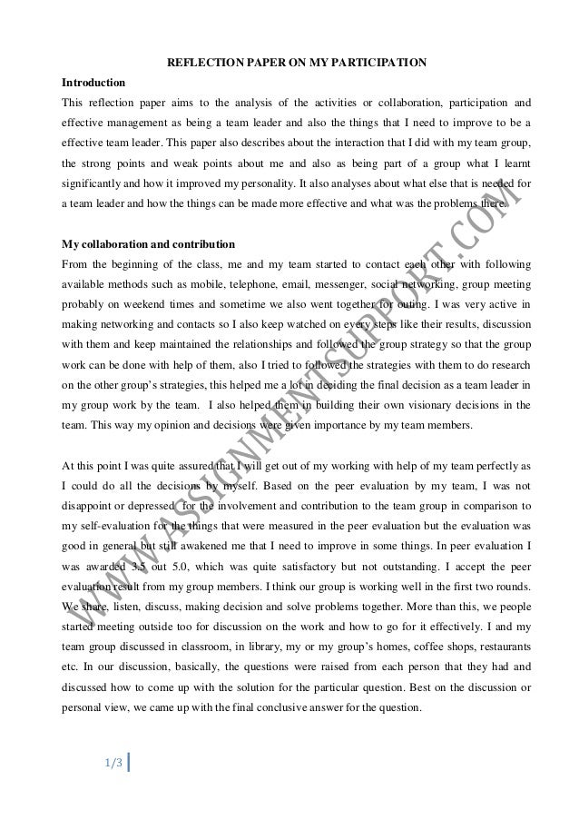 Reflection essay sample about writing